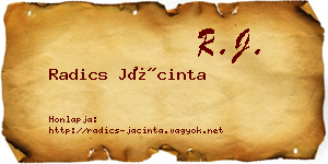 Radics Jácinta névjegykártya